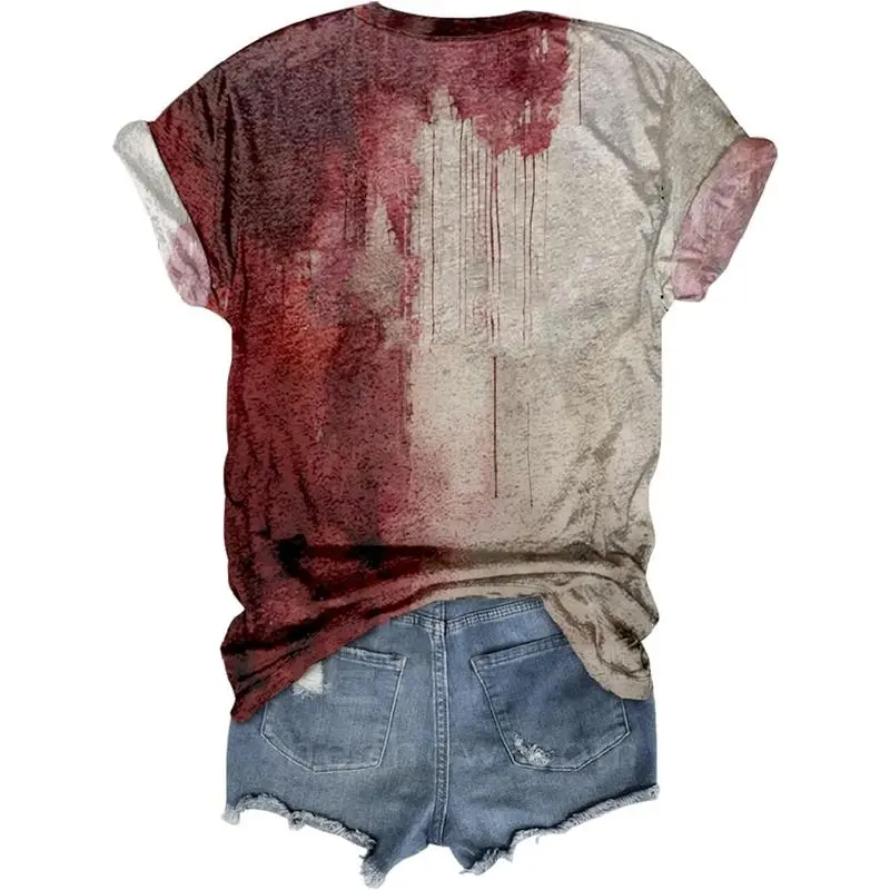 NewProblems Solved Blood Shirt for Women-Im Fine Tshirt Blood Horror Clothes Halloween Blood Splatter Top