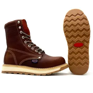 White Wolf WW-951 Grizzly Brown Lace Up Moc Toe Work Boot Dual Density Goodyear Welt - Oil and Slip Resistant, Closed Design, Durable Goodyear Sole, Anti-Fatigue Features - Boy