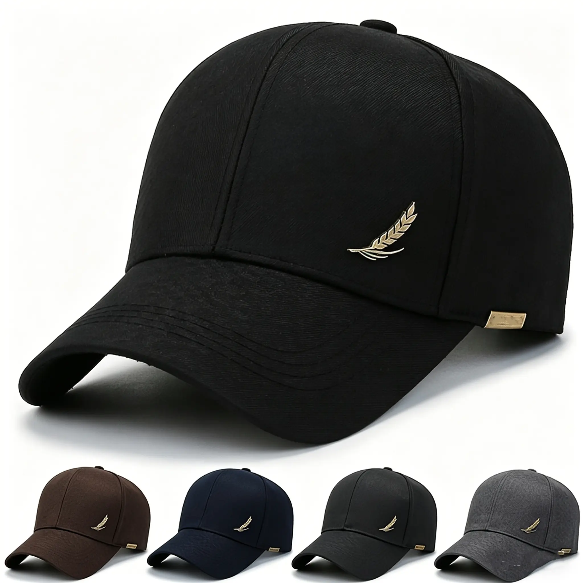 Casual Black Duckbill Cap with Solid Color Design, Flat Bill Style Sports Headwear for Outdoor Wear, Black Cap, Flat Bill Cap