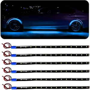 6 count 15 LED Strip Underbody Light, DC 12V 1Ft Flexible Underglow  LED Light Strip with 6 Inch Wire,  LED Interior Exterior Decoration for    (Ice Blue)