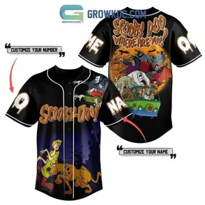 Scooby Doo Where Are You Baseball Jersey, Cartoon Mystery Gang Button Up Jersey Shirt for Fans
