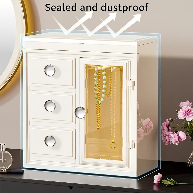 4 Layers Jewelry Box, 1 Set 360° Rotating Hook Up Large Capacity Jewelry Holder Organizer with Drawer and Mirror, Magnetic Jewelry Storage Boxes for Earring Necklace Ring, Gift for Women tiktokshopbacktoschool