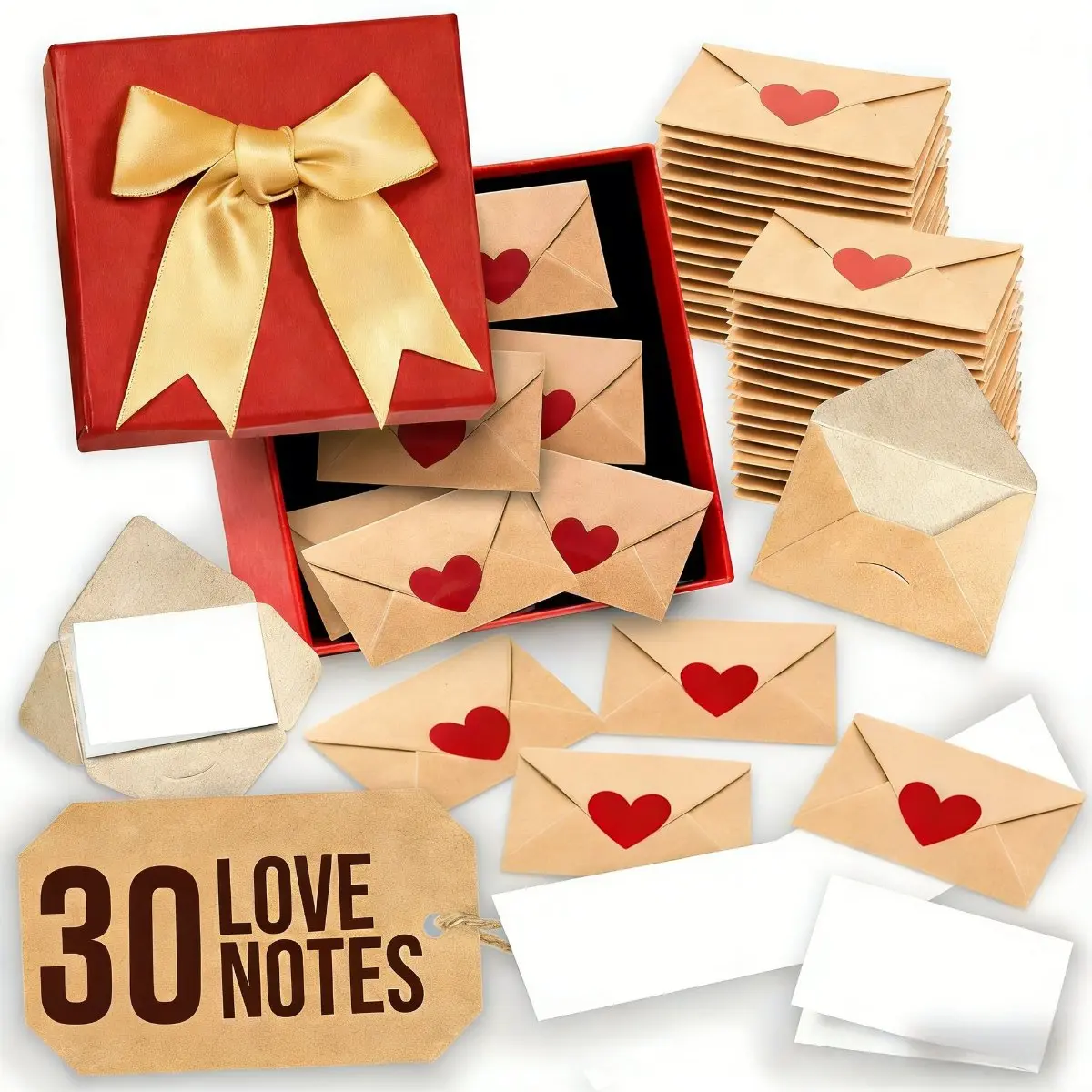 DIY Love Notes Box - Mini Blank Cards & Envelopes for Him Her - Cute Valentine’s Day Anniversary Gift for Boyfriend Valentine's Day - Romantic Messages Collection，Father's Day Gift & Mother's Day Gift