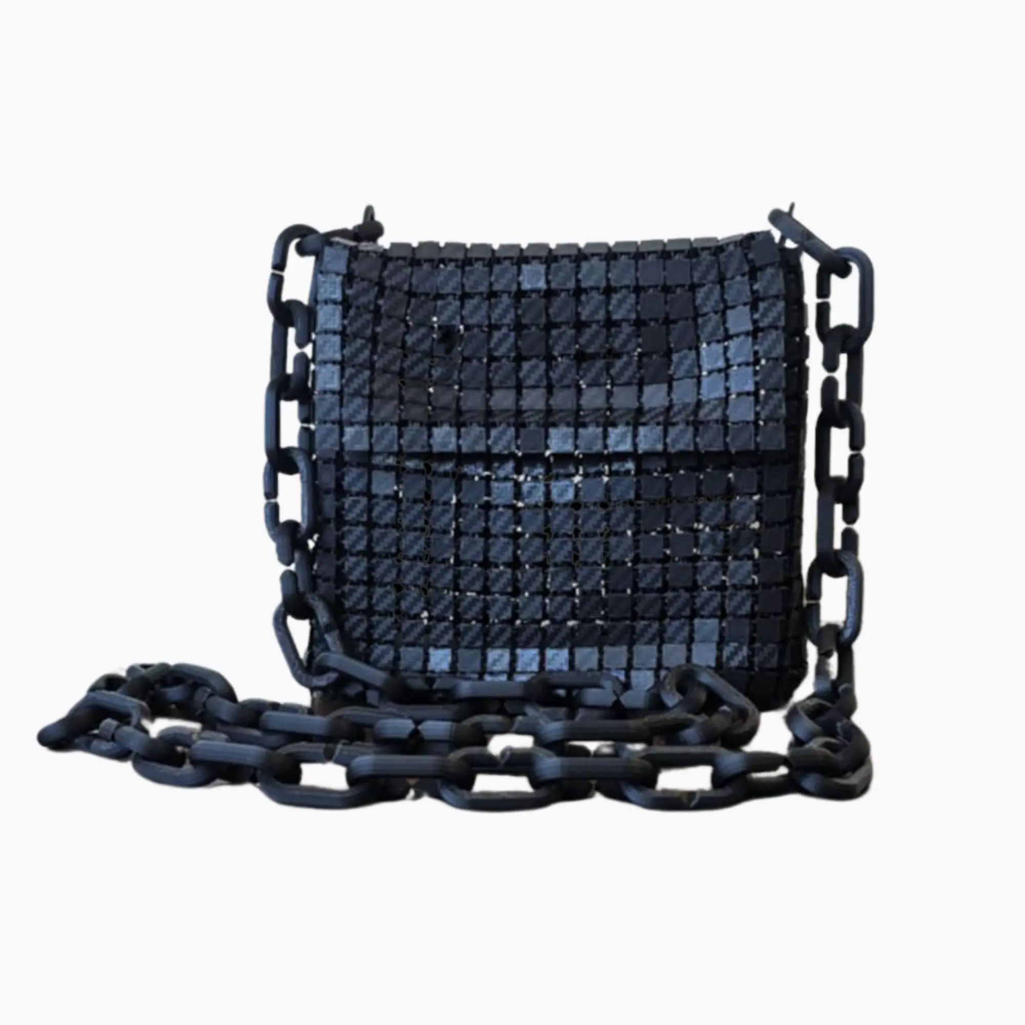 3D Printed Purse Matte Black with Carbon Fiber Effect