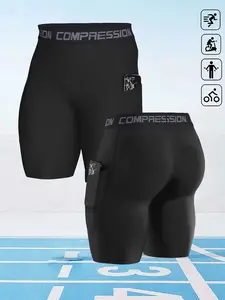 Men's Gym Shorts Compression Sports Shorts Quick-Dry Cycling Fitness Running Pants, Breathable Fabric with Side Pockets, Comfortable Training Gym Wear Athletic Running Shorts