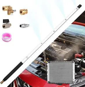 24" Dual-Use Radiator Cleaner Wand - Pressure Washer & Air Pump Flush Tool for Car/Truck Radiators with 4 Nozzle Tips