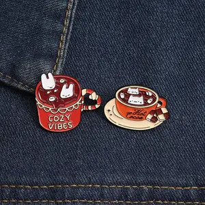 New Spring 2026 Brooch -2PCS Cartoon Cute Coffee Series Badge Pin, Fashionable Cute Brooch, Metal Material, Suitable for Decoration on Backpacks and Clothing, Exquisite Gift, Perfect for Giving Gifts