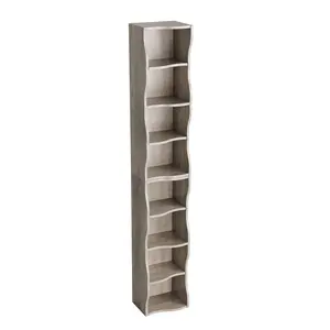 8-Layer Adjustable Ultra-Thin Bookcase with Wavy Border Design - Aesthetic, High-Narrow Fit for Home Office Display & Multi-Functional Use