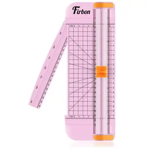 Firbon Paper Cutter, Portable Straight Safety Paper Trimmer with Side Ruler, Scrapbooking Tool for Craft Paper, Cardstock, Coupon, Label, Photo