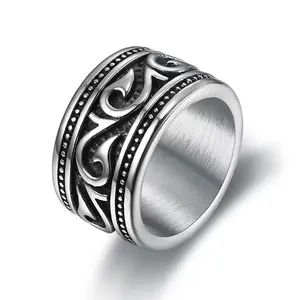Men's Vintage Stainless Steel Punk Vine Totem Ring - Unique, Statement, Goth, Funky, Vintage Gothic Rings - Suitable for Daily Wear, Gatherings, Unique Rings