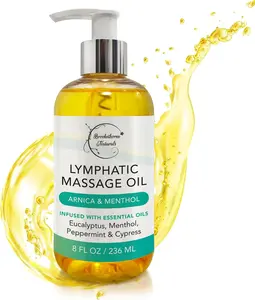 Lymphatic Drainage Massage Oil by Brookethorne Naturals | 100% Natural with Arnica, Eucalyptus & Menthol | Post Surgery Recovery & Detox | 8oz