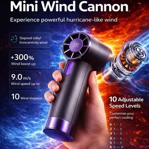 Mini Portable Hand Fan, 100 Wind Speeds, USB Battery Rechargeable, LED Digital Display, Travel,Camping,Outdoor