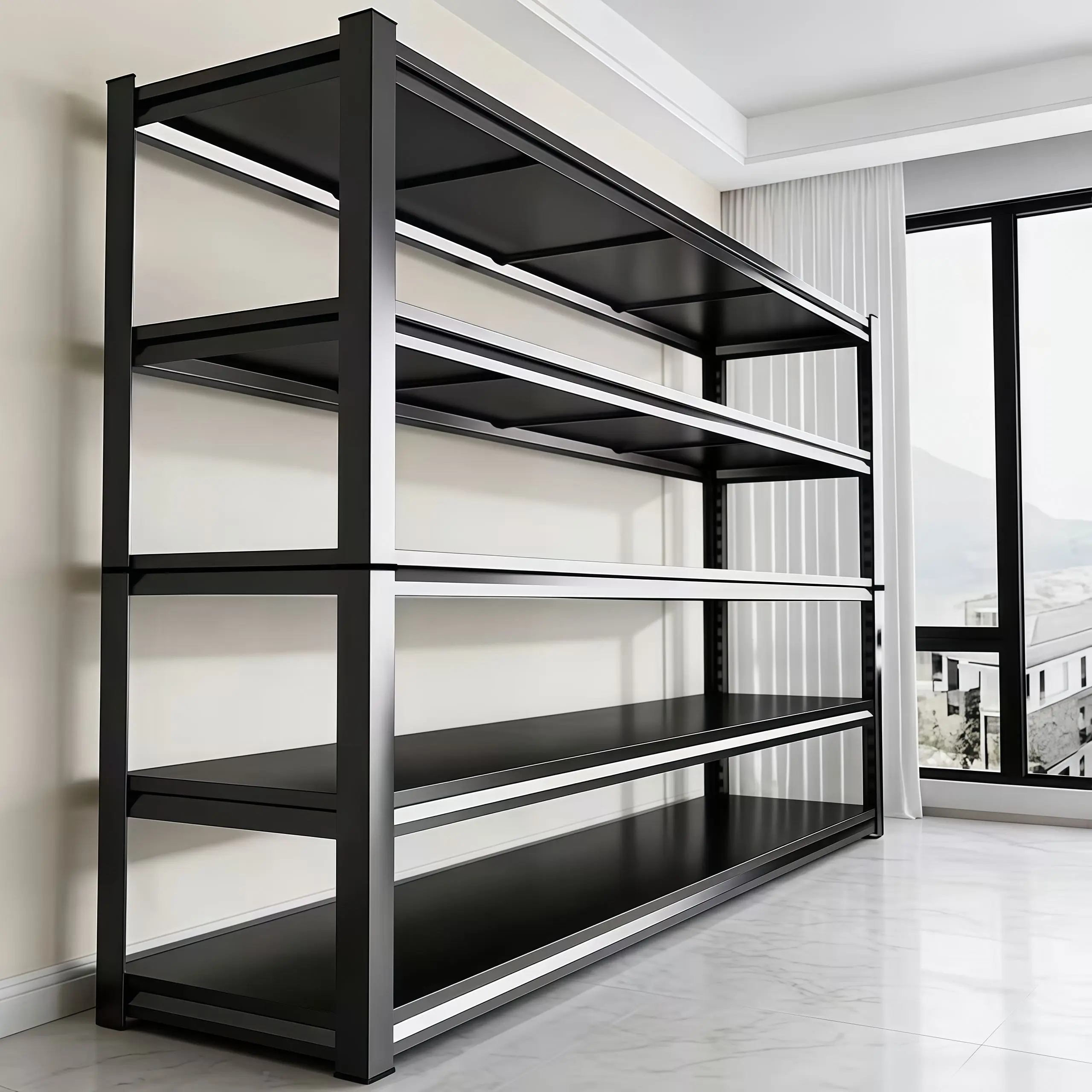 5-Tier Heavy-Duty Adjustable Metal Garage Shelving, Freestanding Multi-Purpose Storage Unit, Ideal for Garages, Basements, and Kitchens