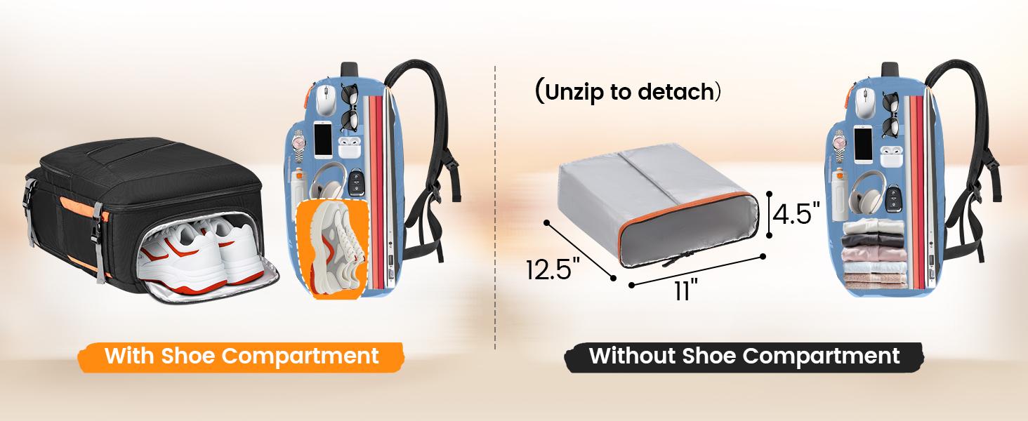 【Back To School】MATEIN Airline Approved Personal Item Travel Bag, Underseat Carry On Luggage Backpack with Detachable Shoe Compartment, Electronics Case, Adjustable Straps, Waterproof for 17" Laptop, Everyday Carry Holiday Bag for Spirit Airlines