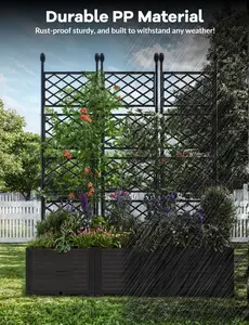 【GARVEE】3 PCS Raised Garden Bed Kit with Trellis - Vertical Planter Box for Balcony Privacy Screen, Small Space Gardening, Climbing Plants, Vegetables & Flowers - Patio, Deck Outdoor Planter