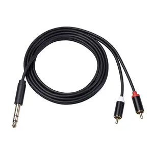 1/4 to RCA Cable, 1/4 inch TRS to Dual RCA Audio Cable, Gold Plated Copper Shell Heavy Duty 6.35mm 1/4 inch Male TRS to 2 RCA Male Stereo Audio Splitter Cable, 4.9 Feet