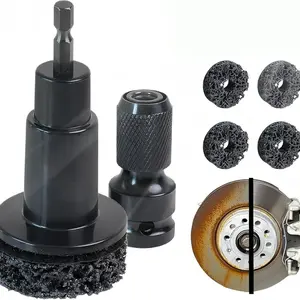 Wheel cleaning tool with dual head adapter, brake wheel cleaning kit includes 5 gaskets for rust removal and polishing, wheel stud cleaner compatible with electric drill and 1/2 inch impact drive wrench Car Detailing Tools
