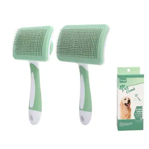 pet Hair Removal Comb Self Cleaning Shedding Brush - Skin Friendly Grooming Tool for Dogs Cats & Puppies Deshedding Hair Removal for Long & Short Haired Pets  brush  comb lightweight dog Soft Detangling Brush for Thick Hair
