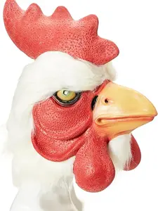 Rooster Latex Costume Mask with Faux Fur Trim by HMS