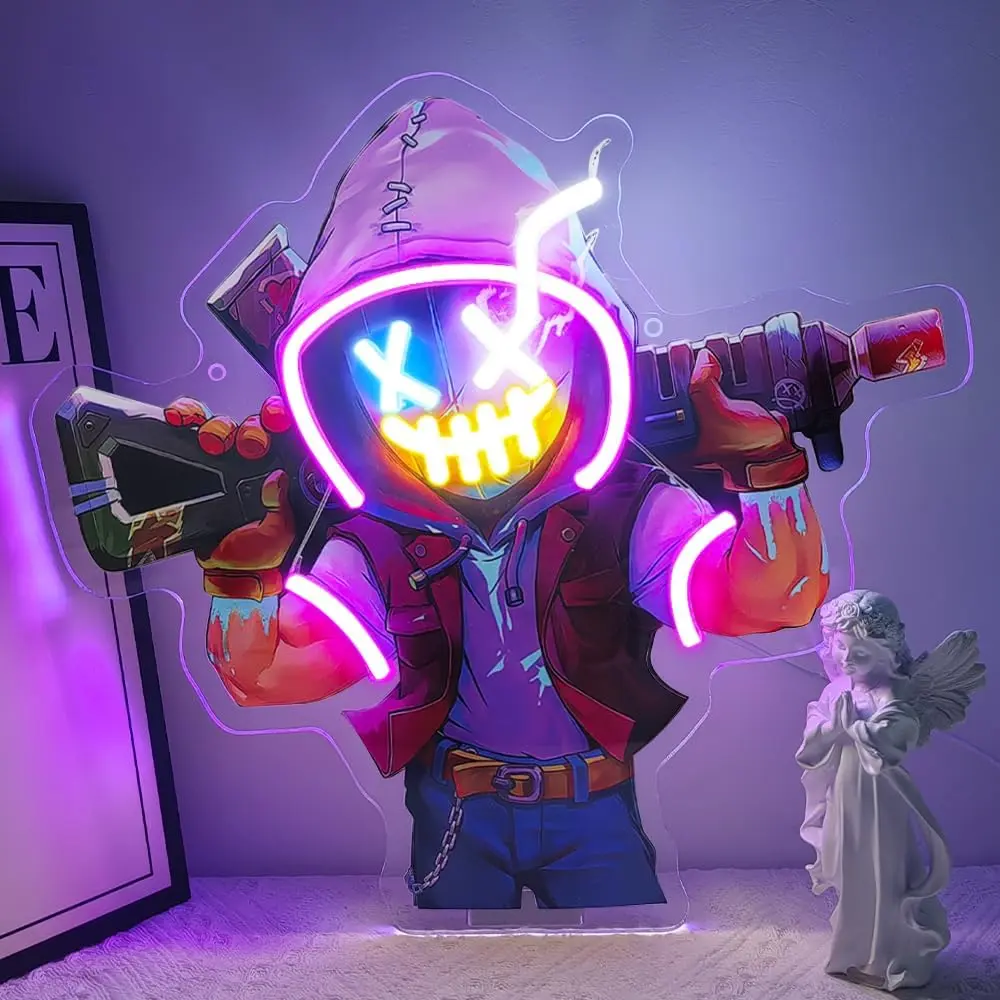 Neon Game Light Signs, LED Neon Wall Decorations for Anime and Gaming Fans, Electronic Game Neon Signs, Perfect for Kids' Rooms, Bars, Clubs, Homes, Pubs, Men's Spaces, Parties, Home Decor Gifts, Powered By USB(14.3*13.3inch) Led Nightlight
