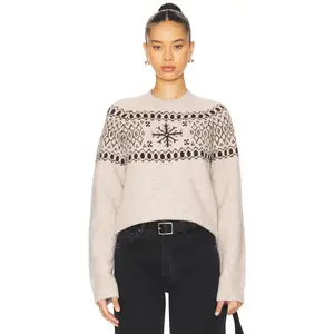 Lovers and Friends Josette Fairisle Sweater in Beige & Brown Multi