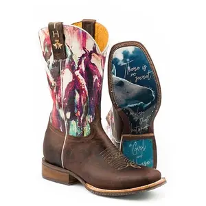 SALE Women's Tin Haul 'Horses True Love Sole' Cowboy Boots
