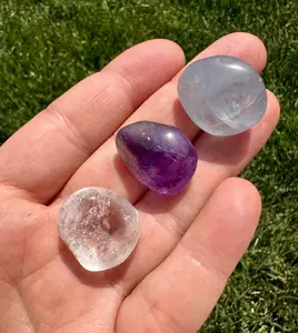 Spiritual Awakening Crystal Set - Crown Chakra Tumbled Stone Set - Amethyst, Clear Quartz, Celestite Crystals for Enlightenment, Higher Self, Wisdom