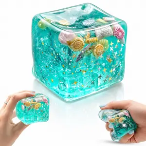 Ocean Shell Stress Relief Toy, Slow Rise Squishy Stress Cube for Anxiety Stress Relief Gift, Portable ASMR Squeeze Ball, Office Desk Decompression Toys