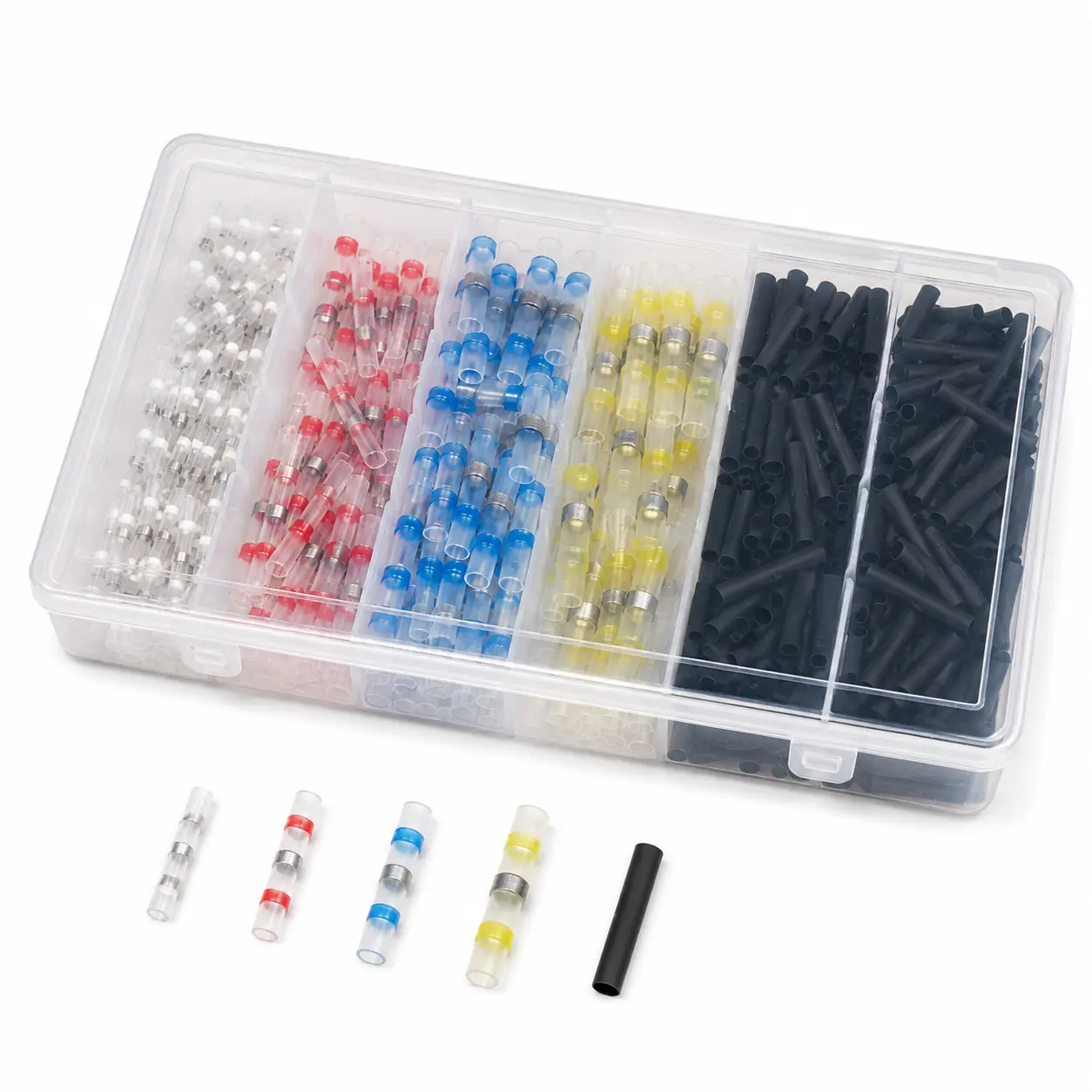 400PCS Heat Shrink Solder Seal Wire Connectors Kit, Waterproof Butt Connector Heat Shrink Electrical Terminals, Insulated Solderless Wiring Splice Connectors for Marine Automotive Boat Truck