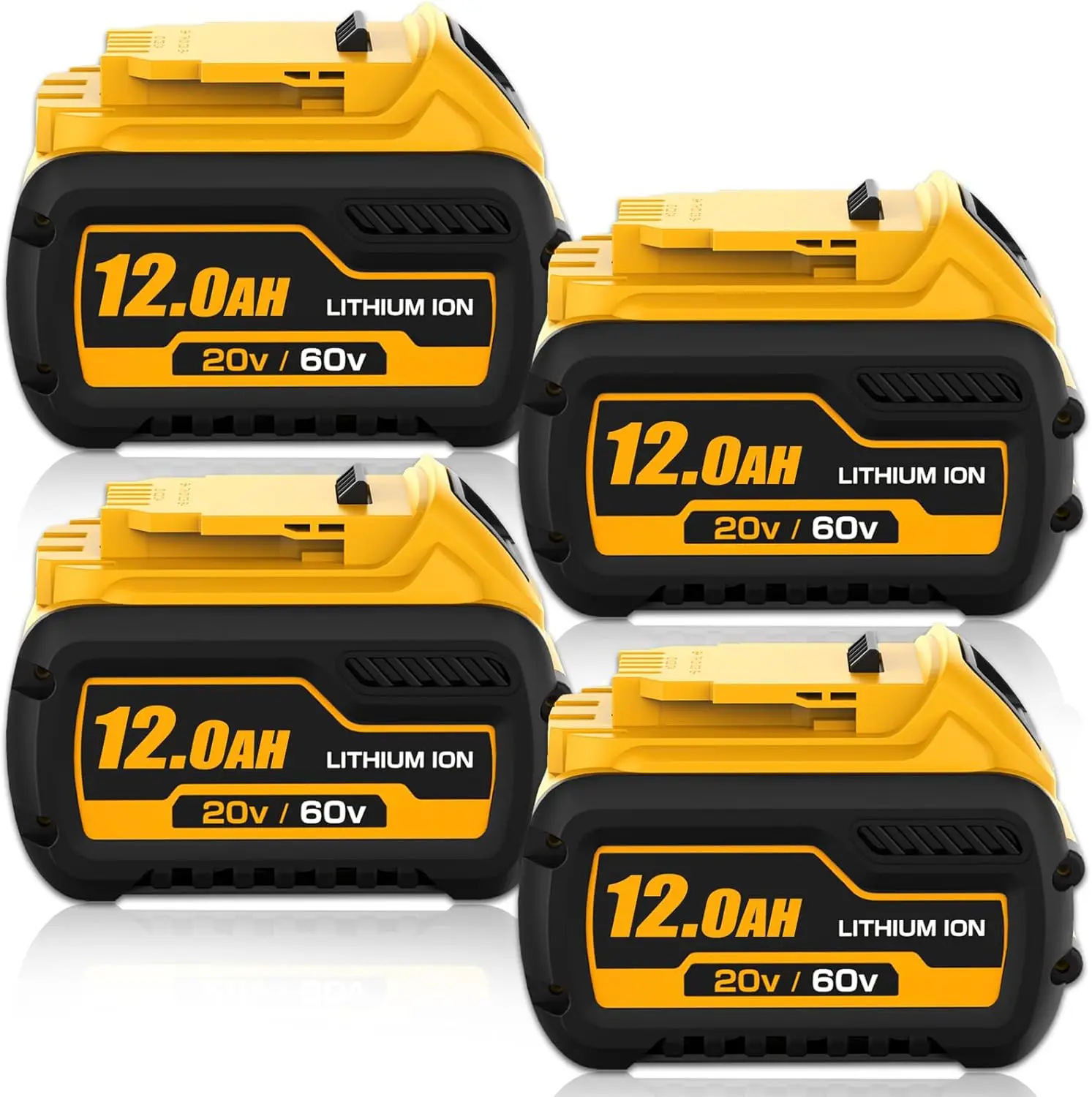 2-Pack 12.0Ah 20V/60V Flex-Volt Replacement Battery Compatible with Dewalt DCB606, DCB609, DCB612 Max Lithium Battery, LED Power Indicator, Safe Long-Lasting for Cordless Power Tools