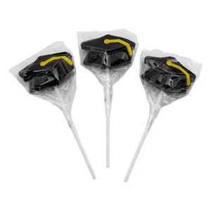 7 oz. Black Graduation Cap Cherry-Flavored Lollipops - 12 Pc.