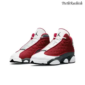 Retro gray, white and red fashionable classic sports shoes, outdoor running shoes, comfortable basketball shoes