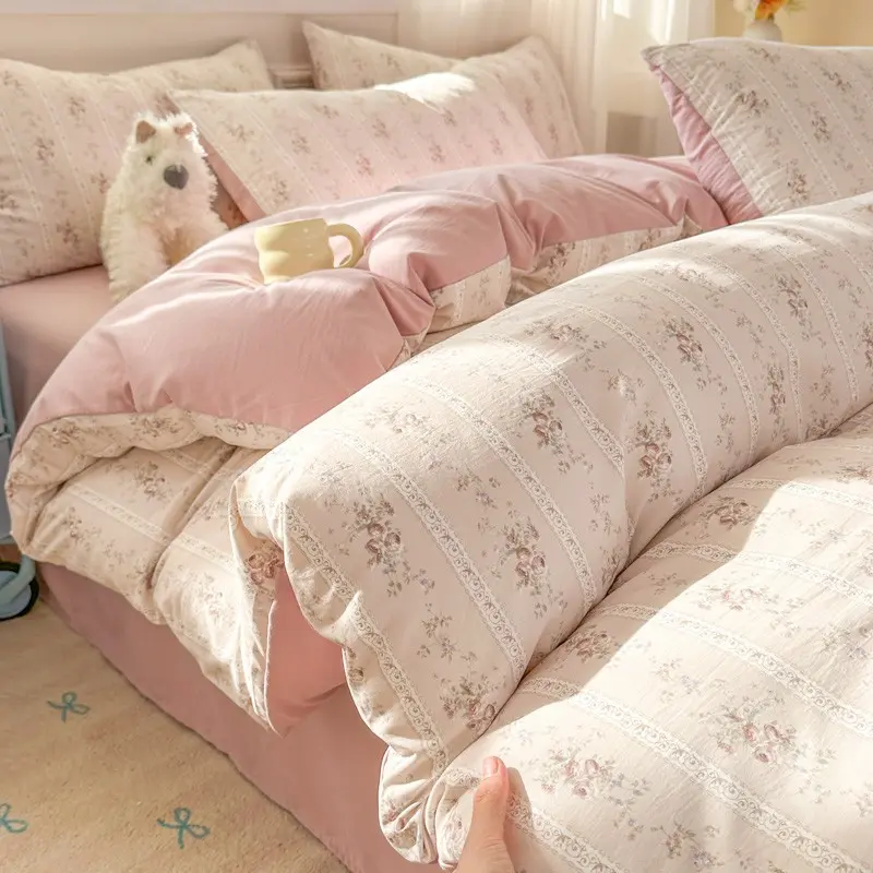 Antibacterial Cloud-Like Bedding Set, Soft and Breathable Duvet Set, Quilt Cover and Sheet Set, Four-Piece Suite for All Seasons, Comfortable Bedroom Essentials, Comfy Bedding Set