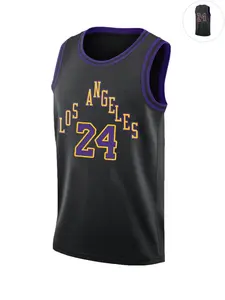 Men's Letter & Number Embroidery Basketball Jersey, Sporty Striped Trim Sleeveless Crew Neck Tank Top for Basketball, Fitness, Running, Breathable Sports Tops for Men, Workout Tops, Gym Athletic Clothes, Sportswear Top