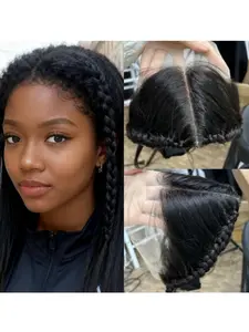 Natural Hair Frontal 13x4 Lace Frontal with Braids, Human Hair Frontal Lace for Headband Wigs, High-Quality Synthetic Wig