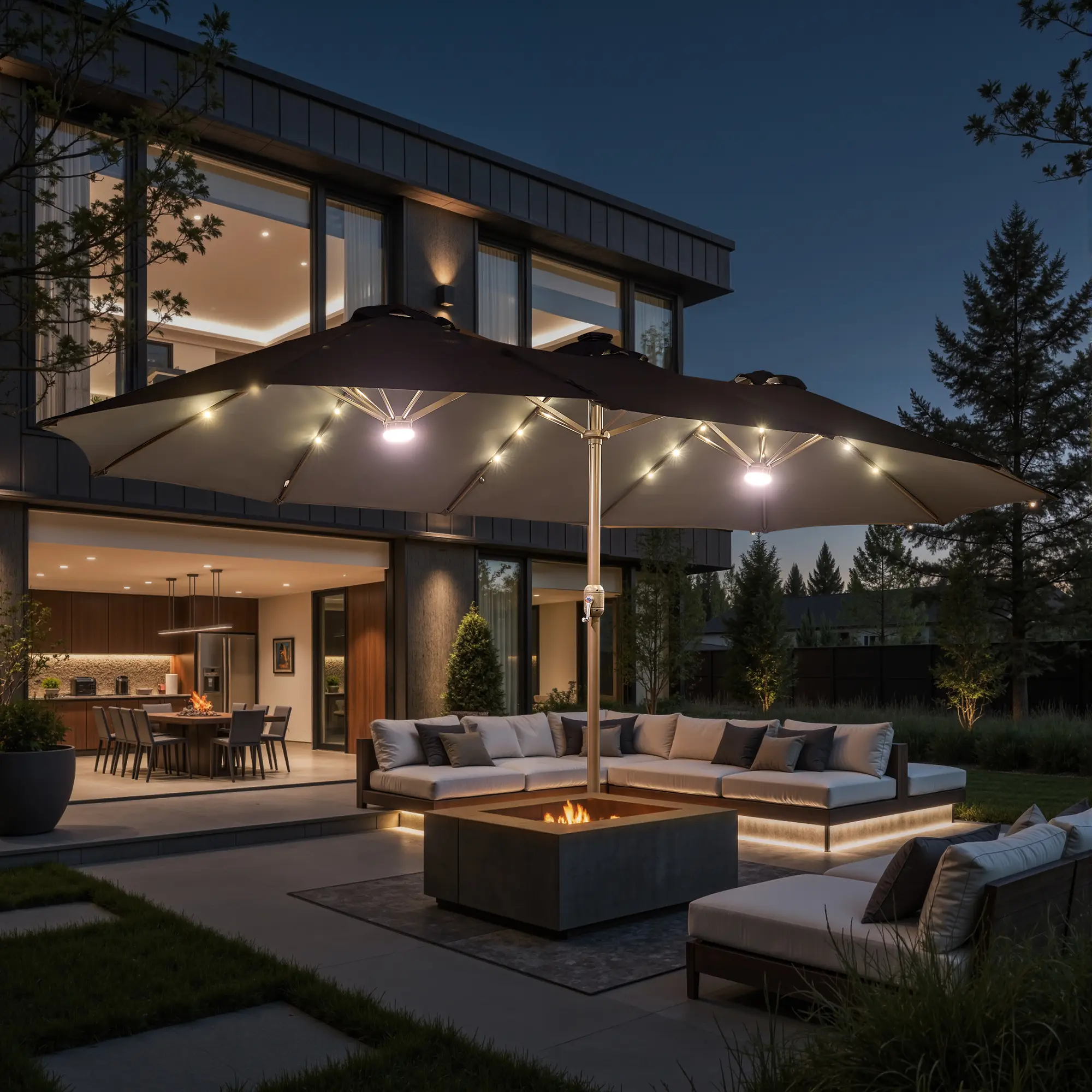 Dark Grey | Lighted Umbrella with Base