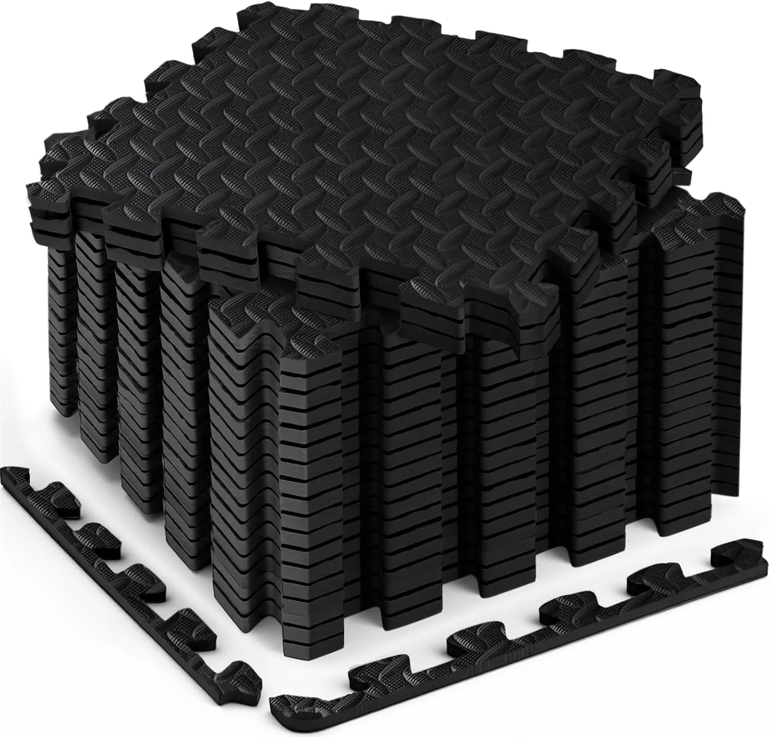 12PCS Gym Floor Mats (12 Tiles) – High-Density EVA Interlocking Foam Floor Tiles – Puzzle Exercise Mat for Home Gym, Workout Equipment, Weightlifting, Kids Play Area
