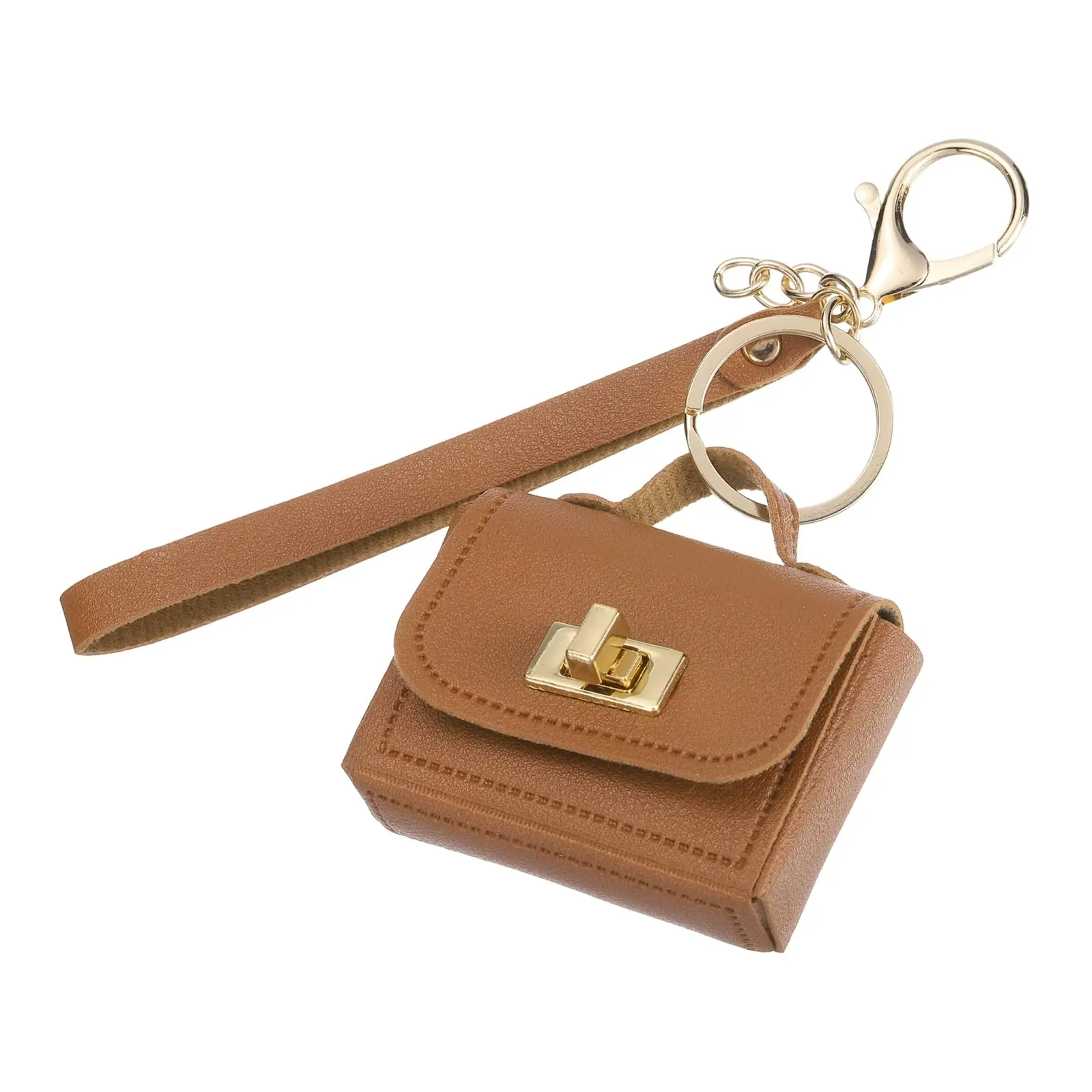 Mini Handbag Keychain Cute PU Leather Coin Purse Mini Backpack Style Earbud Holder Charm Key Chain for Women Girls