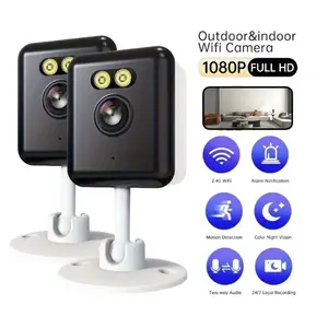 Indoor Security Camera For Pet/Baby , 2PCS 1080P Low Power Wired with Spotlight, 2.4GHz WiFi smart AI Monitoring Detection Night Vision, 2-Way Audio,Family Home Security