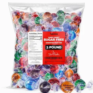 Sugar Free Hard Candy Assortment - 1 Pound Approx. 75 Individually Wrapped Fruity Flavored Holiday Sugar-Free Candy Discs Variety Bag For Snacks & Treats - Taboom