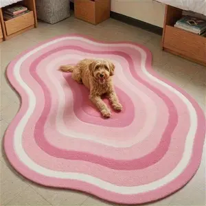 1pc Gradient Colored Cloakroom Carpet Fluffy Soft Living Room Sofa Large Area Carpet Home Thick Lounge Non-slip Rug Fluffy Modern Rug Fluffy Soft Bedroom Decorative Bedside Pink Carpet Irregular Shape Blue Entrance Door Mat