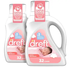 Dreft Newborn Baby Liquid Laundry Detergent, Gentle on Sensitive Skin, HE Compatible, 2 pack, 32 loads each