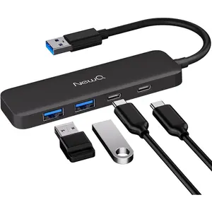 Dual USB C USB A 3.0 Hub: USB Hub 4 Ports with 2* USB-C 3.0 and 2* USB-A 3.0, Ultra Slim Portable USB Splitter Adapter For Laptop,PS4,Flash Drive,HDD,Xbox,Printer,Mouse,Keyboard,Computer