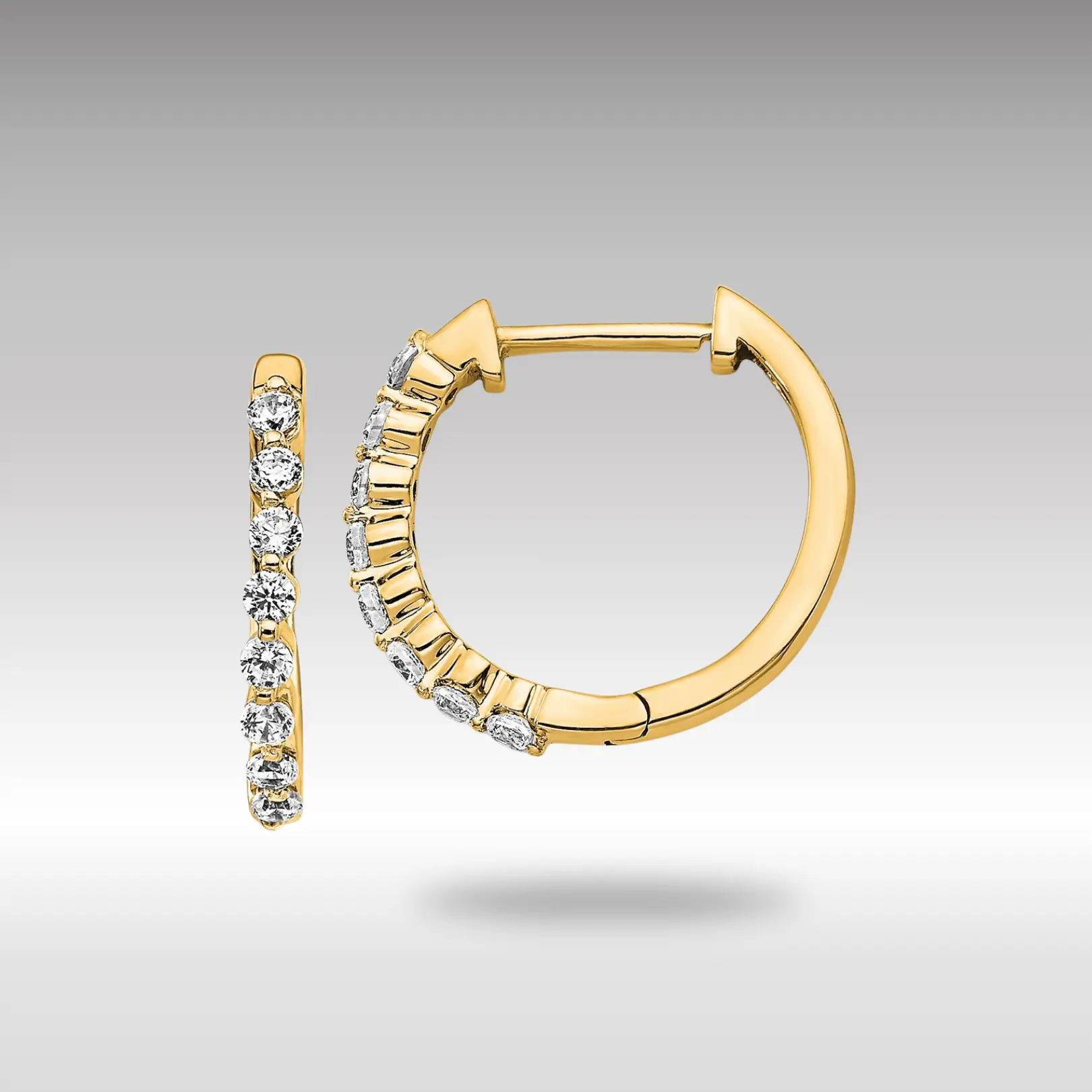 14K Gold Diamond Hinged Hoop Earrings - Model EM5395-033-YA