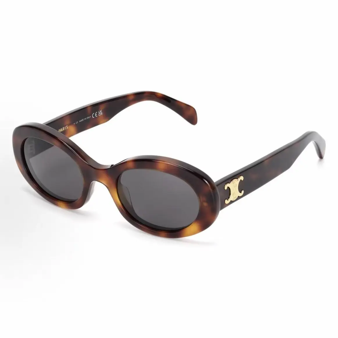 Pre-owned Brand New,Celine Tortoise Triomphe Oval Sunglasses