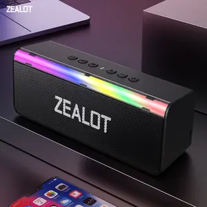 【ZEALOT】Portable wireless speaker 20W, high fidelity sound and audio, RGB ambient light, desktop Bluetooth speaker surround sound, TWS pairing,long battery life,supports USB/TF card/AUX/BT smartphones. Ideal choice for family/car/party/camping/gift giving