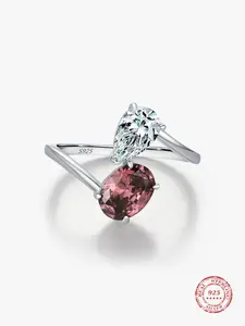 925 Sterling Silver Fashion Oval & Water Drop Shaped Artificial Zircon Ring, Luxury Fashion Jewelry for Women, Trendy All-match & Exquisite Jewelry for Birthday Gift