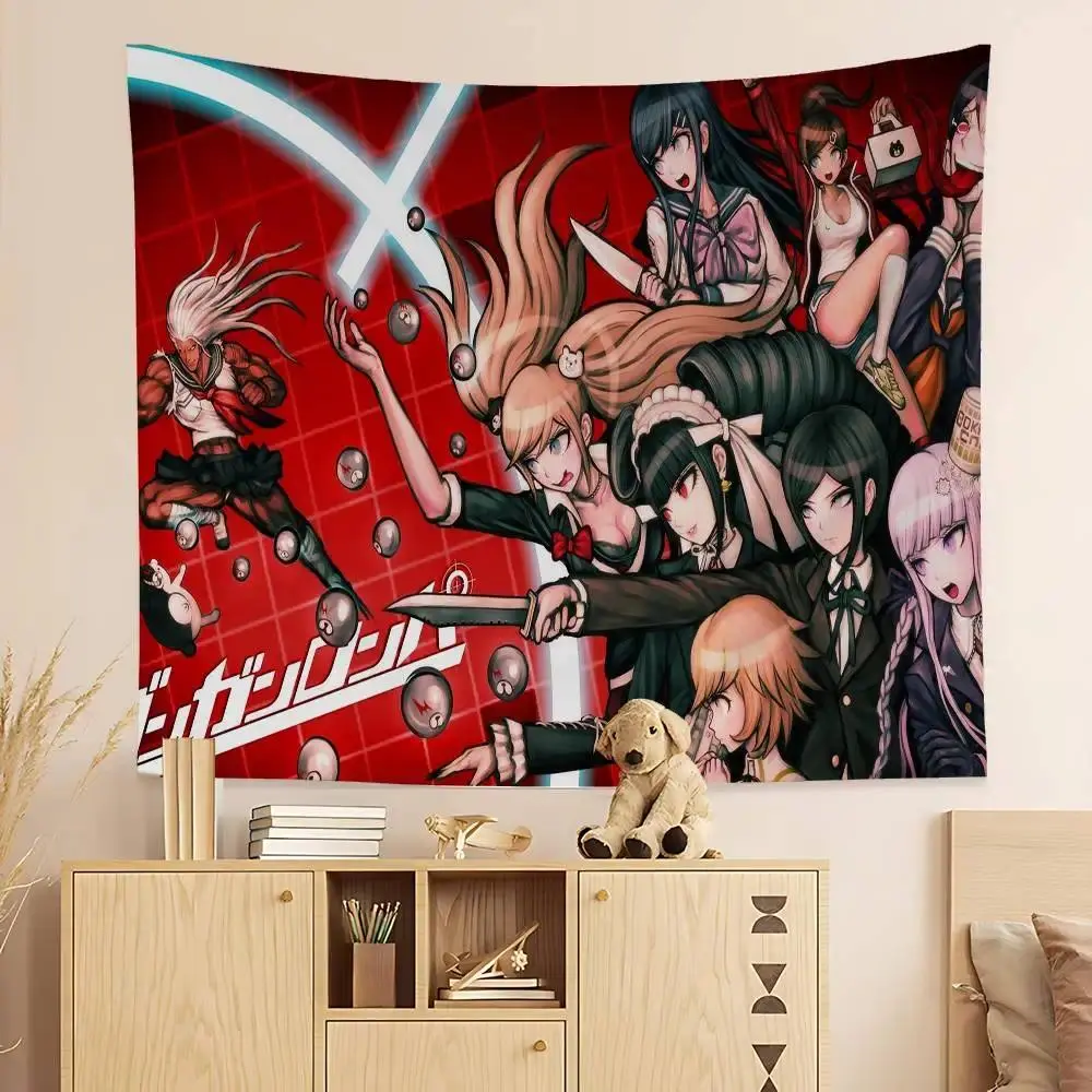 Danganronpa Anime Game Cartoon Wall Tapestry - Polyester Manga Print Bedroom Decor, Lightweight Visual Novel Aesthetic, Machine Washable Dorm Banner, Home Supplies for Family Thanksgiving Gift, Photo, Love