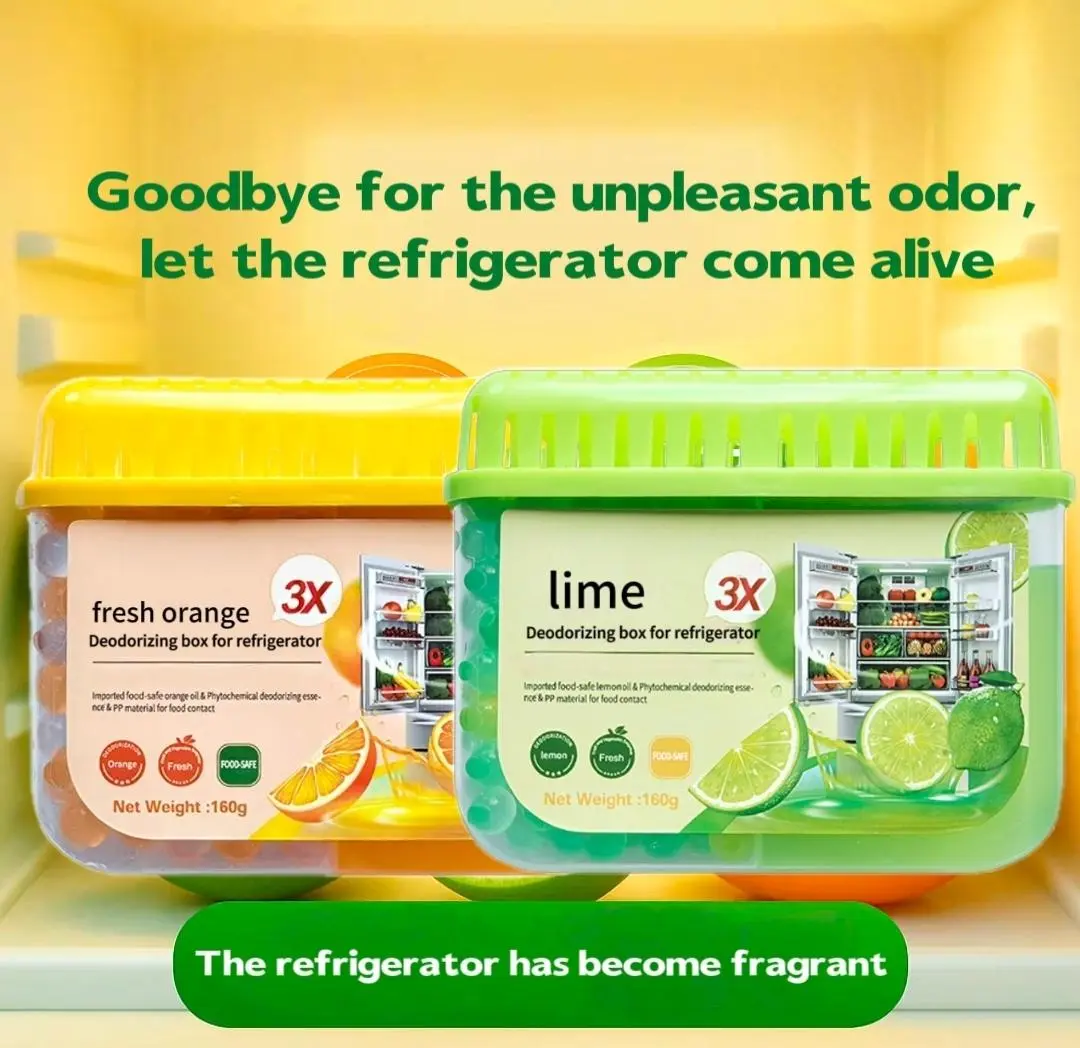 LONLXTOK 2-Pack Refrigerator Deodorizer, Natural Orange & Lime Scents Home Care Solution, Eliminates Odors with Instant Odor Elimination for a Pleasant Aroma