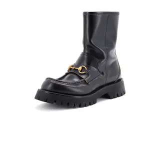 Pre-owned Gucci Women's Harald Horsebit Platform Ankle Boots Leather by Rebag